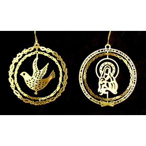 Gammelt Julepynt - Ornamenter - Jomfru Maria & Fugl - Daells Varehus