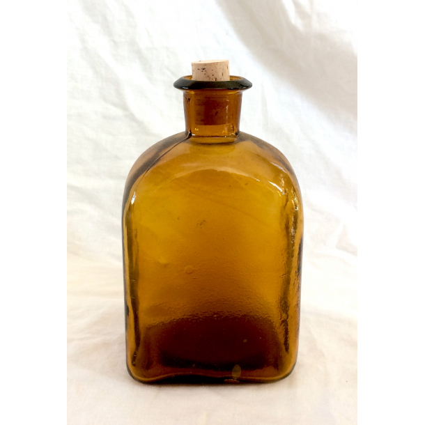 Gammel Dramflaske - Brunt Glas - 19 cm.