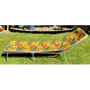 Retro Drmmeseng - Gul & Orange - Blomster - 191 cm.