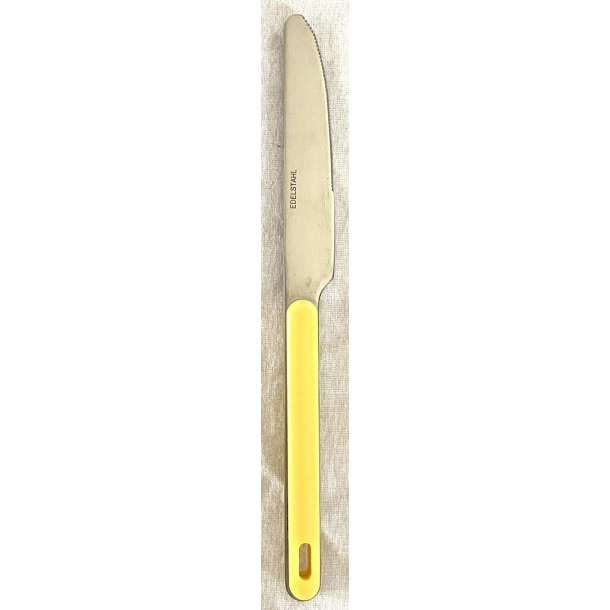 Retro Bestik - Edelstahl Middagskniv - Gul - 20 cm.