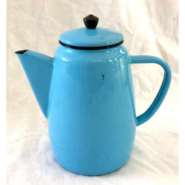 Emalje Stel - Kaffekande - Lysebl - 20,5 cm.