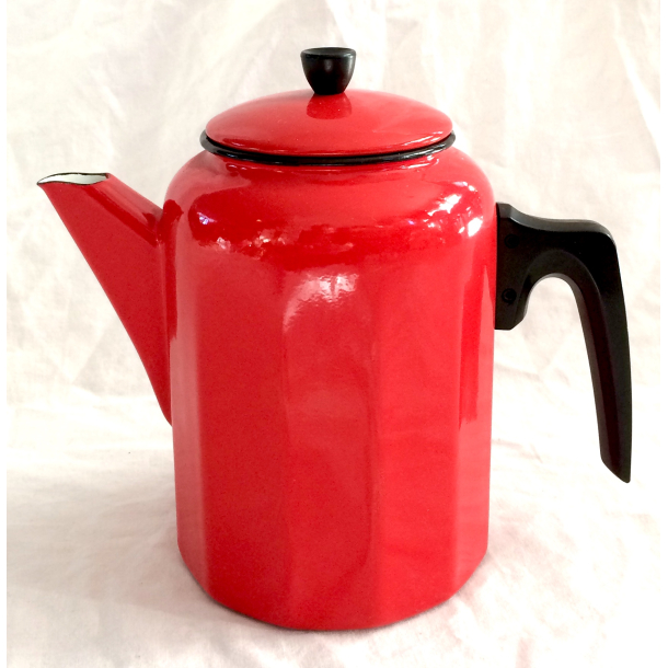 Emalje Stel - Kaffekande - Kantet - Rd - 19,5 cm.
