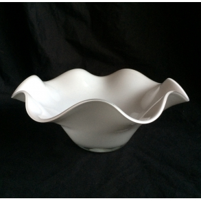 Mundblst Foldeskl - Hvidt Glas - 28,5 cm.