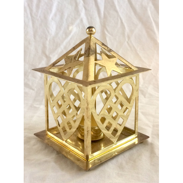 Julestage - Fyrfadshus - Messing - 16 cm.