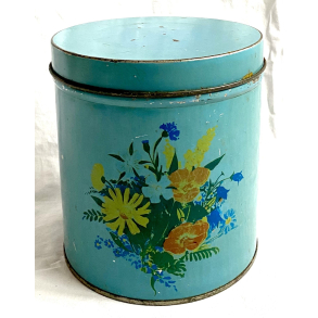 Gammel Dse - Bl - Blomster - 17 cm.