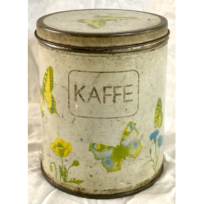 Gammel Dse - Kaffedse - Rhvid - Sommerfugle - 14 cm.