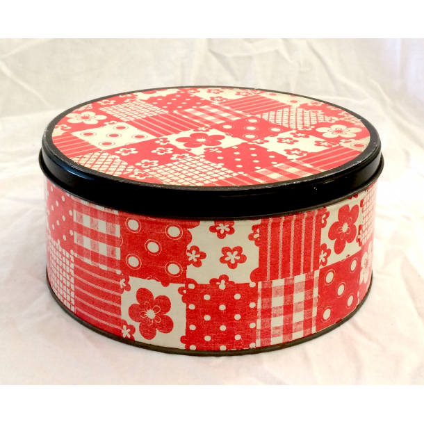 Gammel Dse - Kagedse - Rd &amp; Hvid - 23,5 cm.