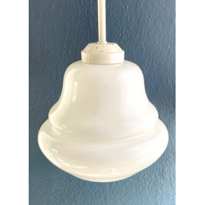 Gammel Kkkenlampe - Opalglas Pendel - Hvid - 19 cm.