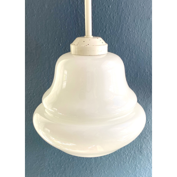 Gammel Kkkenlampe - Opalglas Pendel - Hvid - 19 cm.