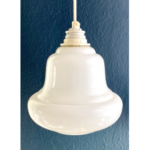 Gammel K�kkenlampe - Opalglas Pendel - Hvid - 19 cm.