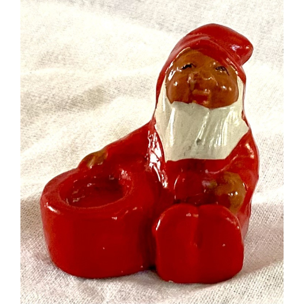 Gammel Nisse - Lysestage - Hndmalet Keramik - Model Nr. 1 - 4 cm.