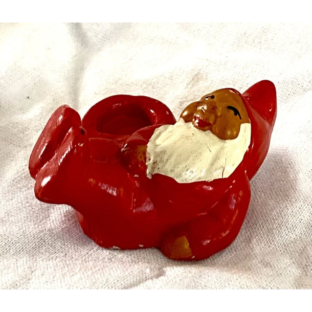 Gammel Nisse - Lysestage - Hndmalet Keramik - Model Nr. 2 - 5 cm.