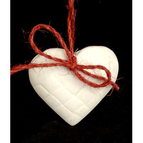 Gammeldags Julepynt - Julehjerte - Hvid - Keramik - 6 cm.