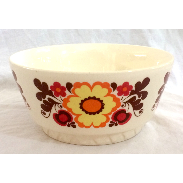 Retro Skl - Kartoffelskl - Blomster - 22 cm. - GDR Keramik