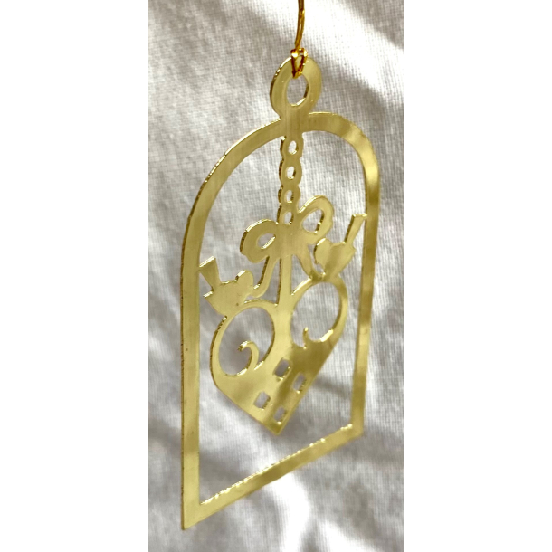 Golden Christmas Ornament - Julehjerte &amp; Fugle - Royal Copenhagen