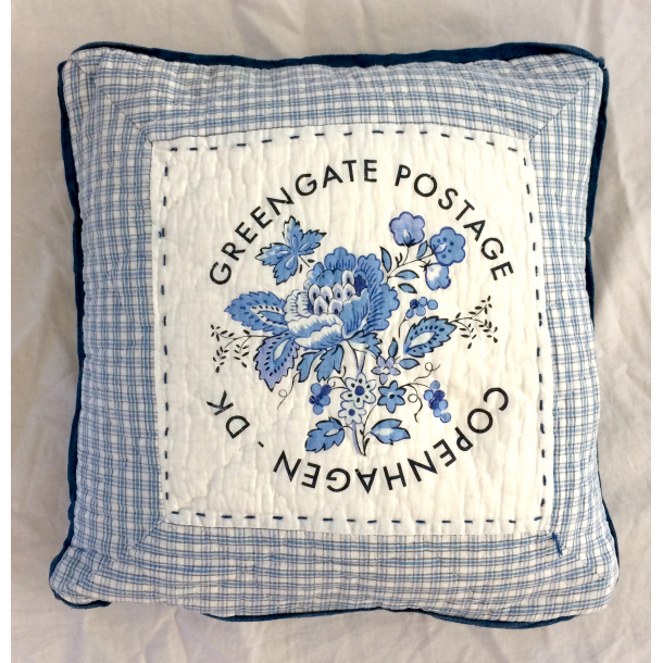 Greengate Pude - Lysebl - Blomster - 37 cm.