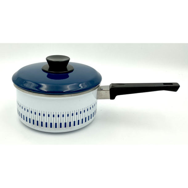 Retro Gryde - Kasserolle - Bl &amp; Hvid Emalje - Tangenter - 31 cm.
