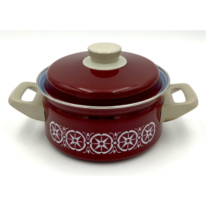 Retro Gryde - Mrkerd Emalje - Mnster - 25 cm.