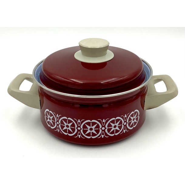 Retro Gryde - Mrkerd Emalje - Mnster - 25 cm.