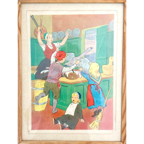 Gammelt H.C. Andersen Billede - Den Grimme lling - Vibeke Klemann - r 1946 - 39 cm.