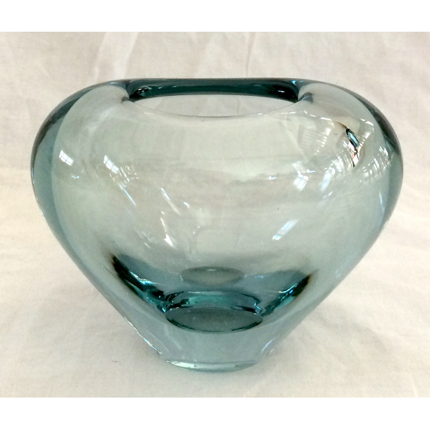 Holmegaard Hjertevase - Aquablt Glas - Per Ltken - 14 cm.