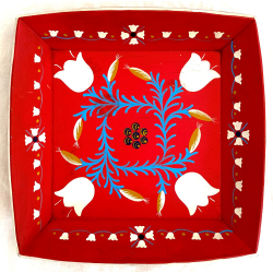 Gammeldags Julepynt - Julebakke - Rd - Malet Tr - 30,5 cm. - Hjholm Design/Bogense Trkunst