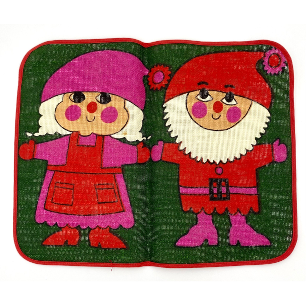 Retro Julepynt - Dkkeserviet - Nissepar - Skkelrred - 1960'erne - 40,5 cm.