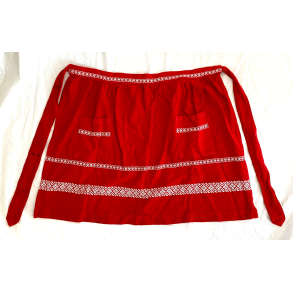 Retro Forklde - Juleforklde - Rd - Broderet Mnster - 71 cm.