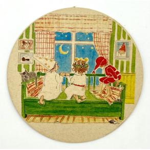 Gammelt Julepynt - Glasbrik - Lucia-Brn - 10 cm.