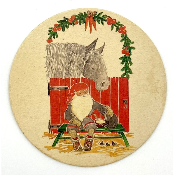 Gammelt Julepynt - Glasbrik - Stald-Nisse - 10 cm.