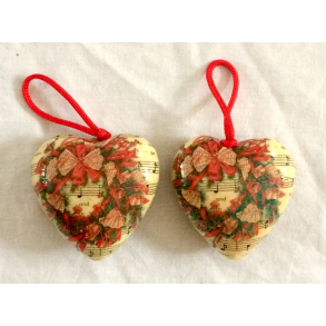 Gammeldags Julepynt - Julehjerter Med Tryk - St Af 2