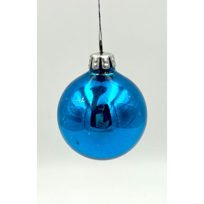 Gammelt Julepynt - Julekugle - Bl� - 6 cm.