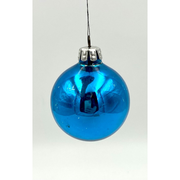 Gammelt Julepynt - Julekugle - Bl� - 6 cm.