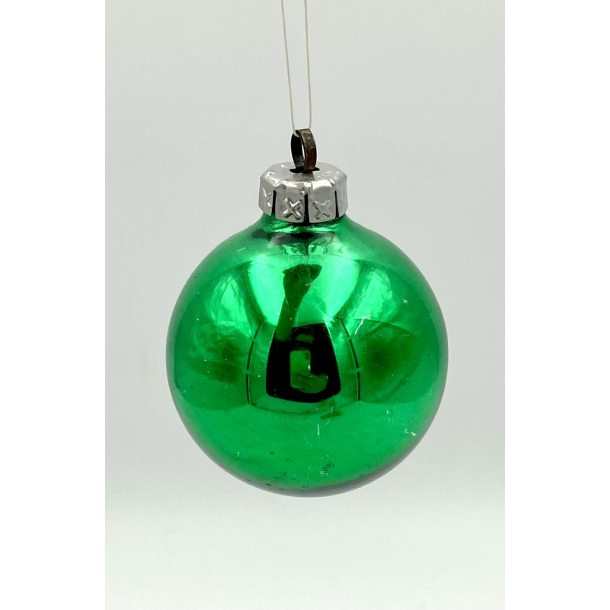 Gammelt Julepynt - Julekugle - Gr�n - 6 cm.