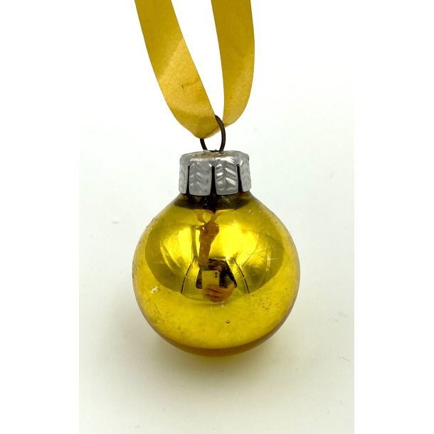 Gammelt Julepynt - Julekugle - Gul - 4 cm.