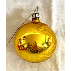 Gammelt Julepynt - Julekugle - Gul - 6 cm.