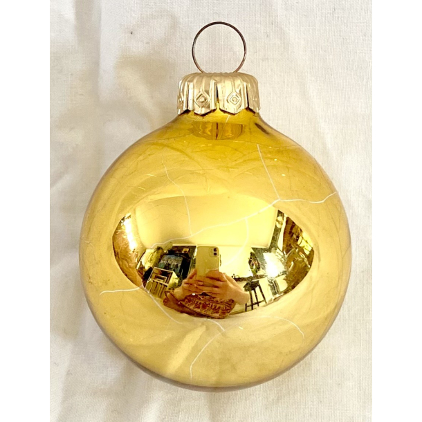 Gammelt Julepynt - Julekugle - Guld - 6 cm.