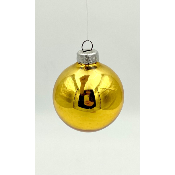 Gammelt Julepynt - Julekugle - Guld - 6 cm.