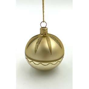 Gammeldags Julepynt - Julekugle - Guld - Glimmer - 6 cm.