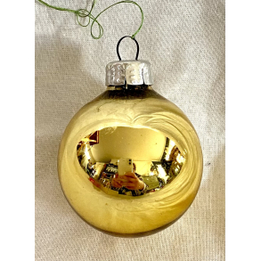 Gammelt Julepynt - Julekugle - Guld - 5 cm.