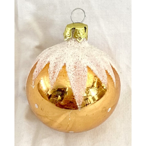 Gammelt Julepynt - Julekugle - Kobber - Glimmer - 5,5 cm.