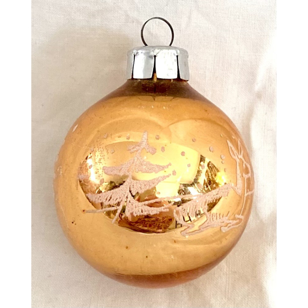 Gammelt Julepynt - Julekugle - Kobber - Rensdyr - 5,5 cm.