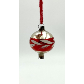 Gammelt Julepynt - Julekugle - Mini - R�d & S�lv - 4 cm.