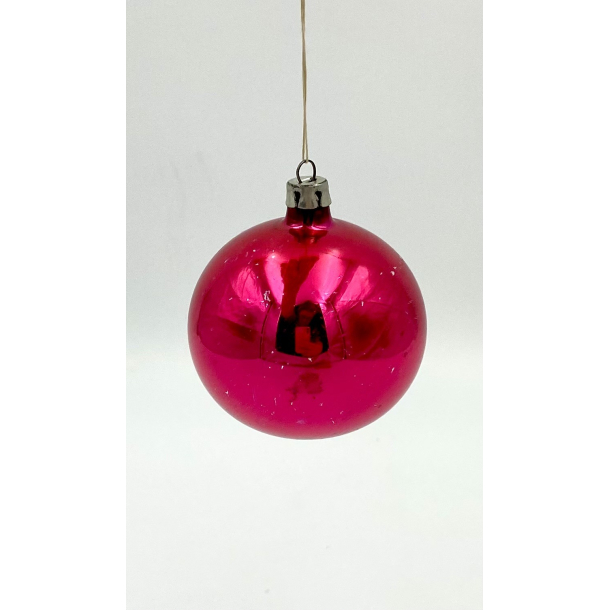 Gammelt Julepynt - Julekugle - Pink - 6 cm.