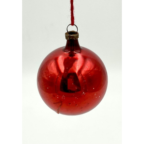Gammelt Julepynt - Julekugle - R�d - 5 cm.
