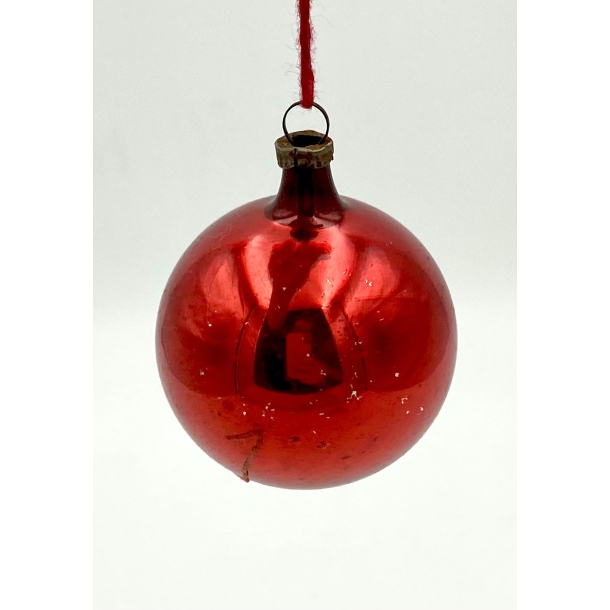 Gammelt Julepynt - Julekugle - R�d - 5 cm.