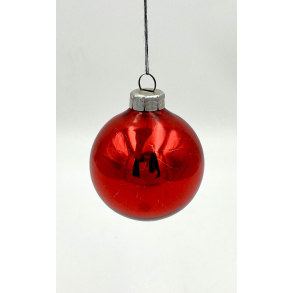 Gammelt Julepynt - Julekugle - R�d - 6 cm.