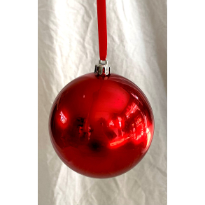 Gammeldags Julepynt - Julekugle - Stor - Rd - 10 cm.