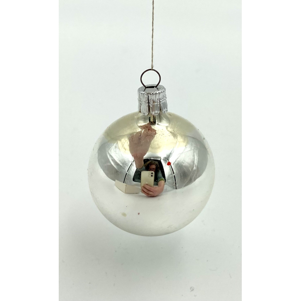 Gammelt Julepynt - Julekugle - Slv - 5 cm.