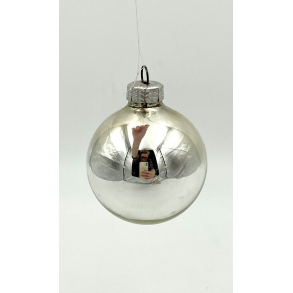 Gammelt Julepynt - Julekugle - S�lv - 6 cm.